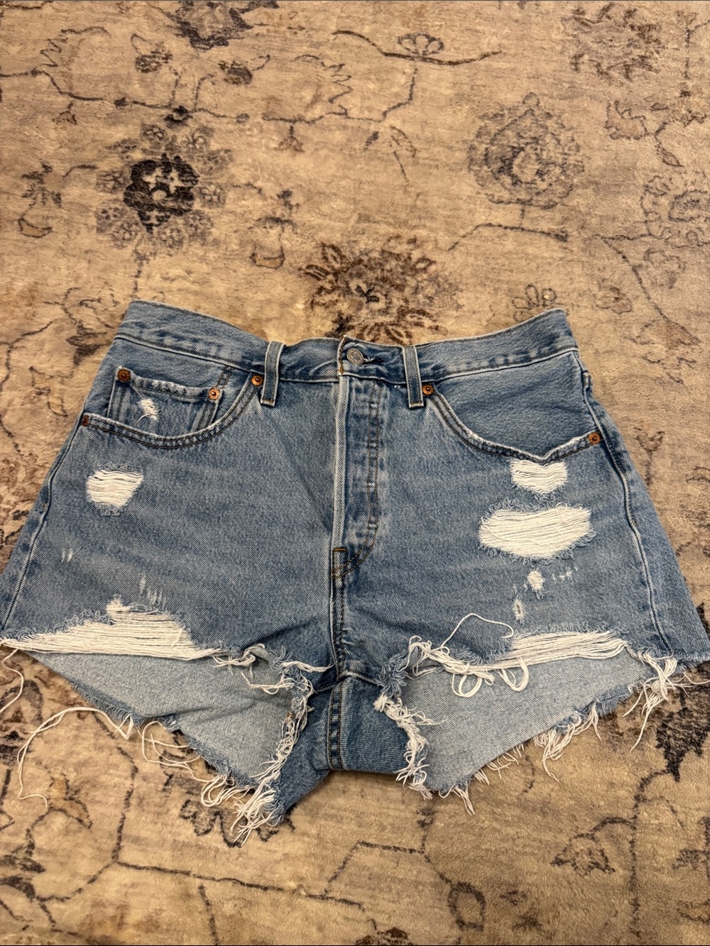 Levi's Distressed Light Blue Cutoff Jean Shorts